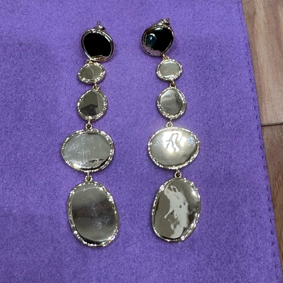 Melinda Maria She’s a Natural 5 Drop Elegant Gold Dangle Earrings NWT - Picture 1 of 10